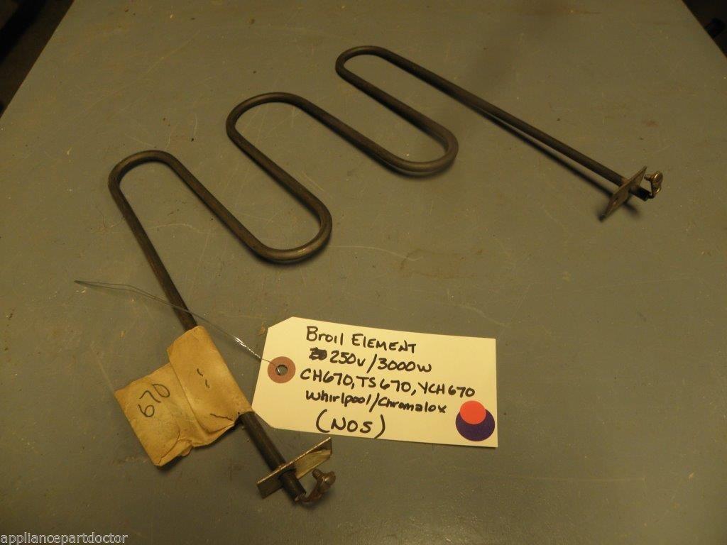 NOS Whirlpool Chromalox STOVE CH670 TS670 YCH670 Broil Element 250v/1650w NOS Whirlpool Chromalox STOVE CH670 TS670 YCH670 Broil Element 250v/1650w